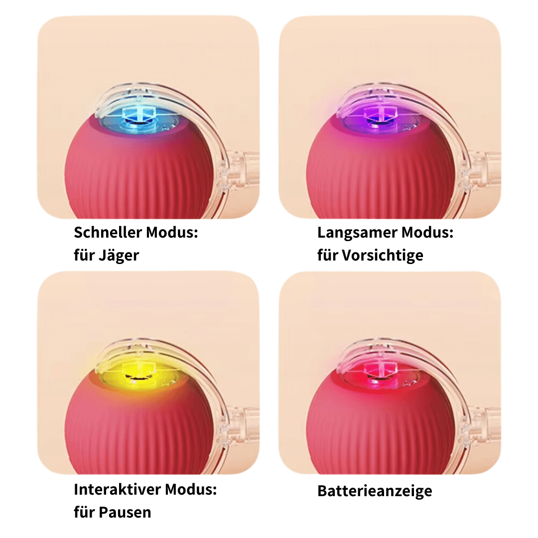 Pfoten FIT - Spaß und Fitness auch wenn Du nicht da bist: intelligente Sensorik des Spielballs für die Katze verhindert Steckenbleiben.