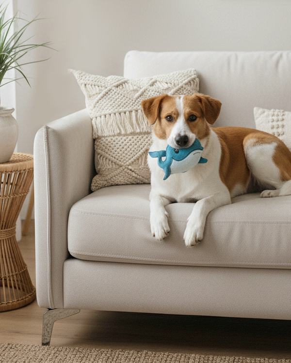 BUDDY. Hundespielzeug aus Leder Wal