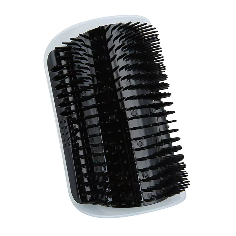 Rote FELLZAUBER Katzenbürste, die eine einfache und stressfreie Fellpflege für Katzen ermöglicht.