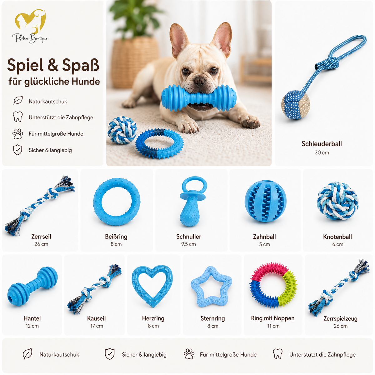 20-teiliges Hundespielzeug-Set – Spielzeugmix für Hunde