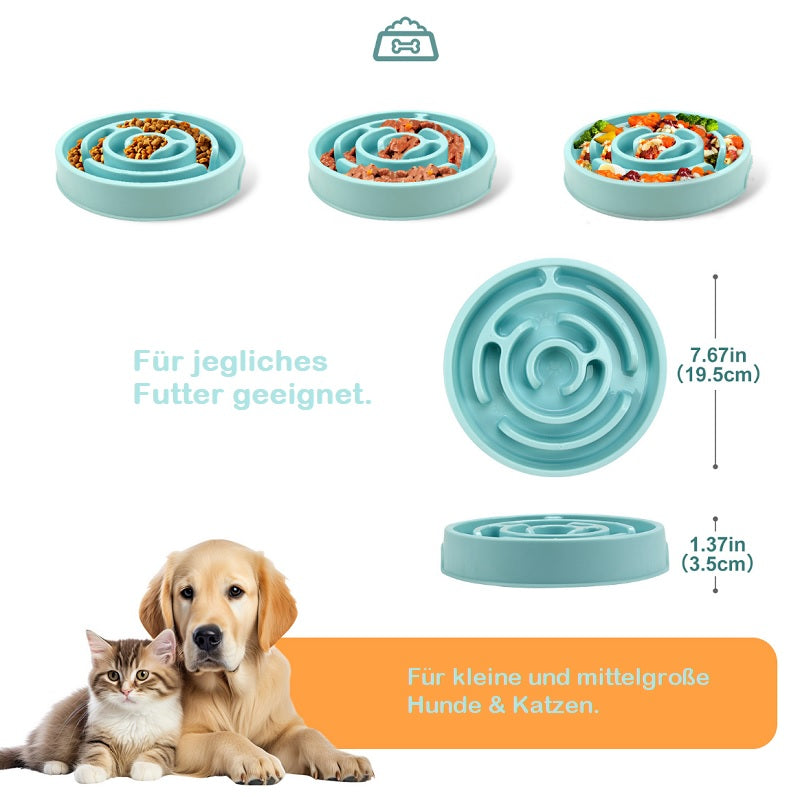 Der Anti Schling Napf Hund klein - gesundes Fressen ohne Schlingen ist für verschiedene Futtersorten geeignet, ideal für kleine und mittelgroße Hunde und Katzen.