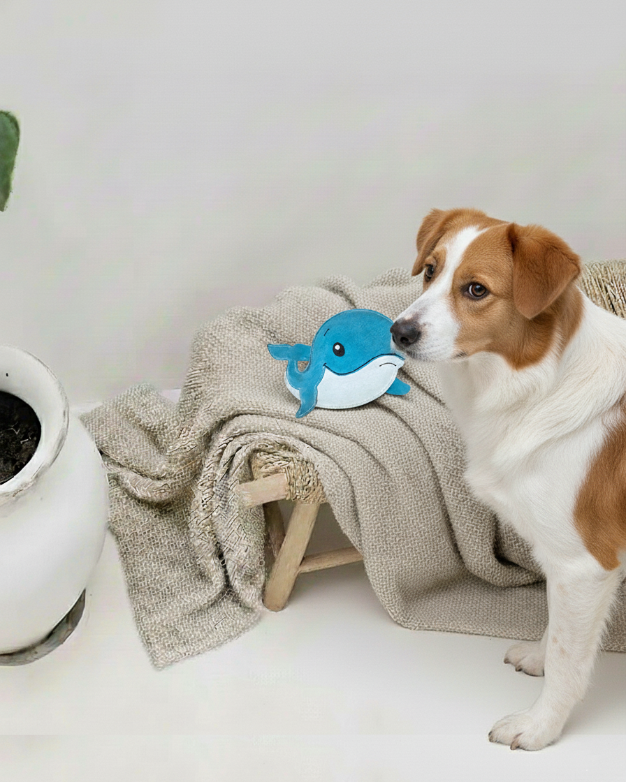 BUDDY. Hundespielzeug aus Leder Wal