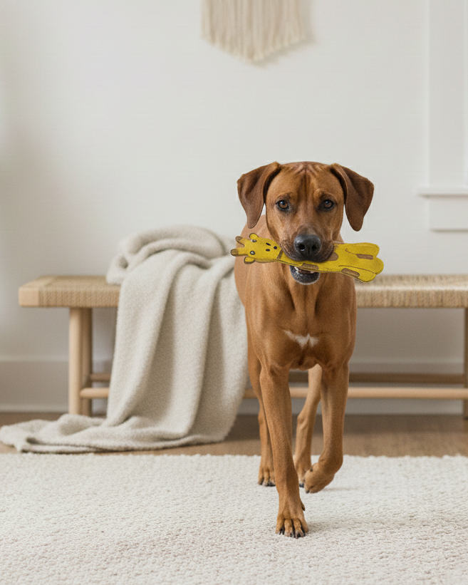 BUDDY. Hundespielzeug aus Leder Giraffe