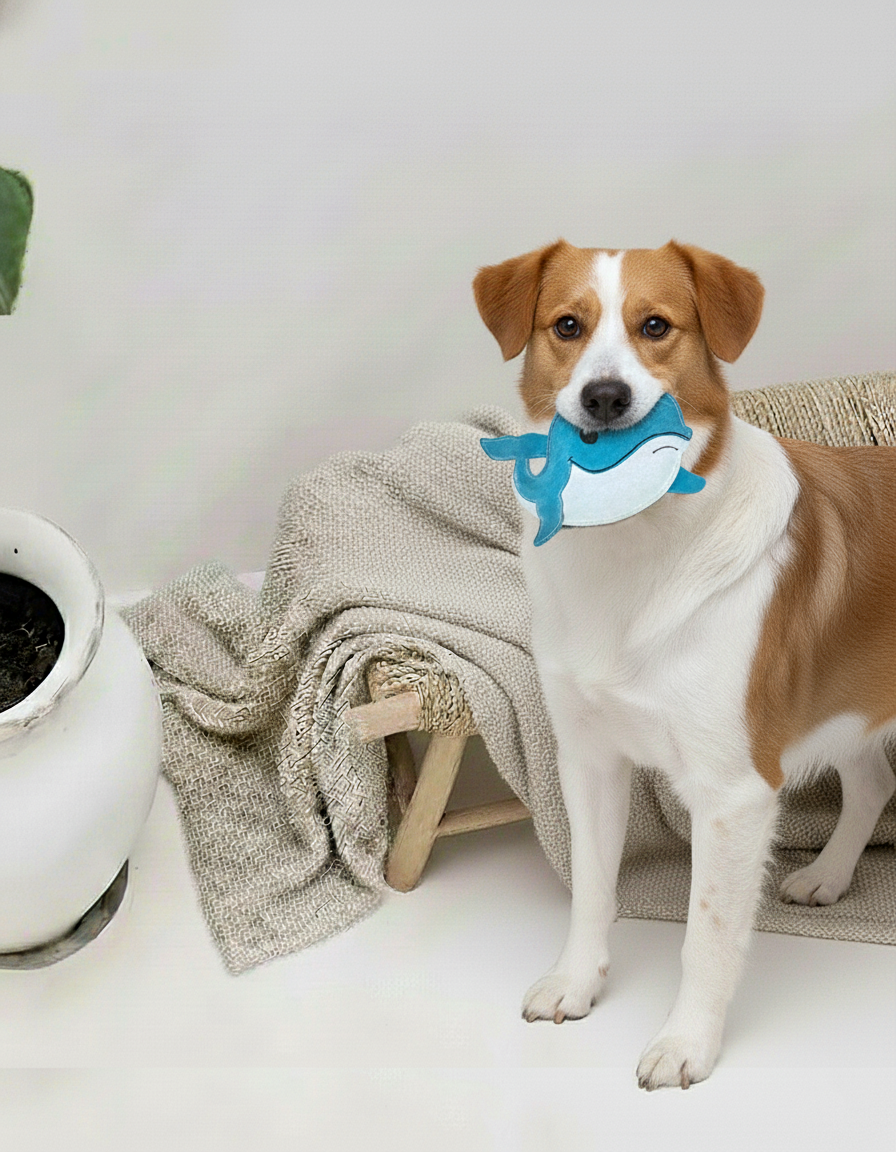 BUDDY. Hundespielzeug aus Leder Wal