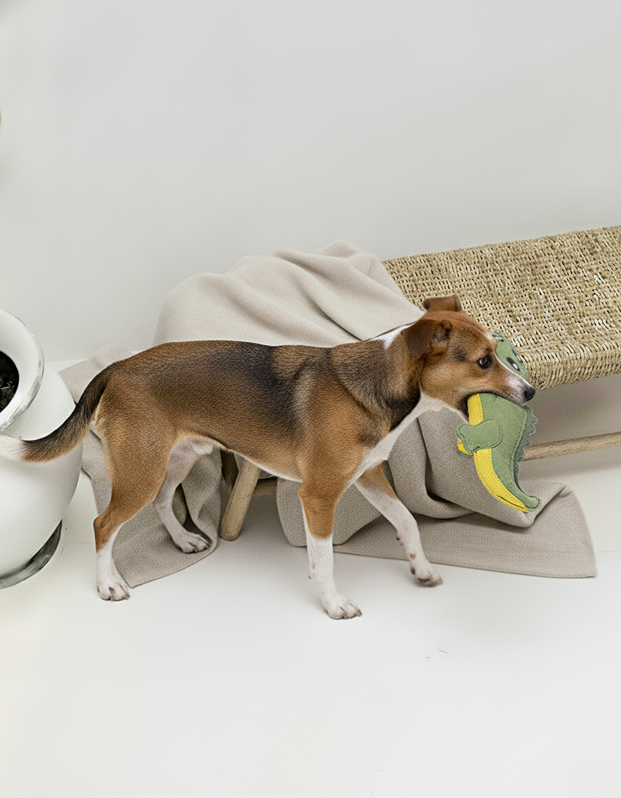 KLEINES KROKODIL BUDDY. Hundespielzeug aus Leder - natürliche Materialien ohne Quietscher - nachhaltig