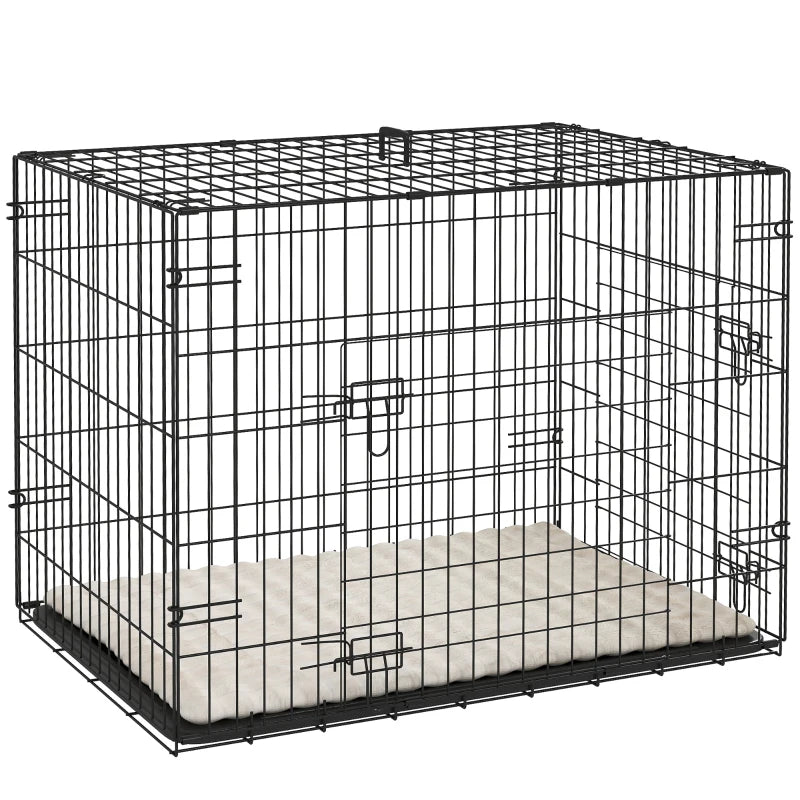 PawHut Hundekäfig faltbar - Hundebox mit 2 Türen - Hundetransportbox