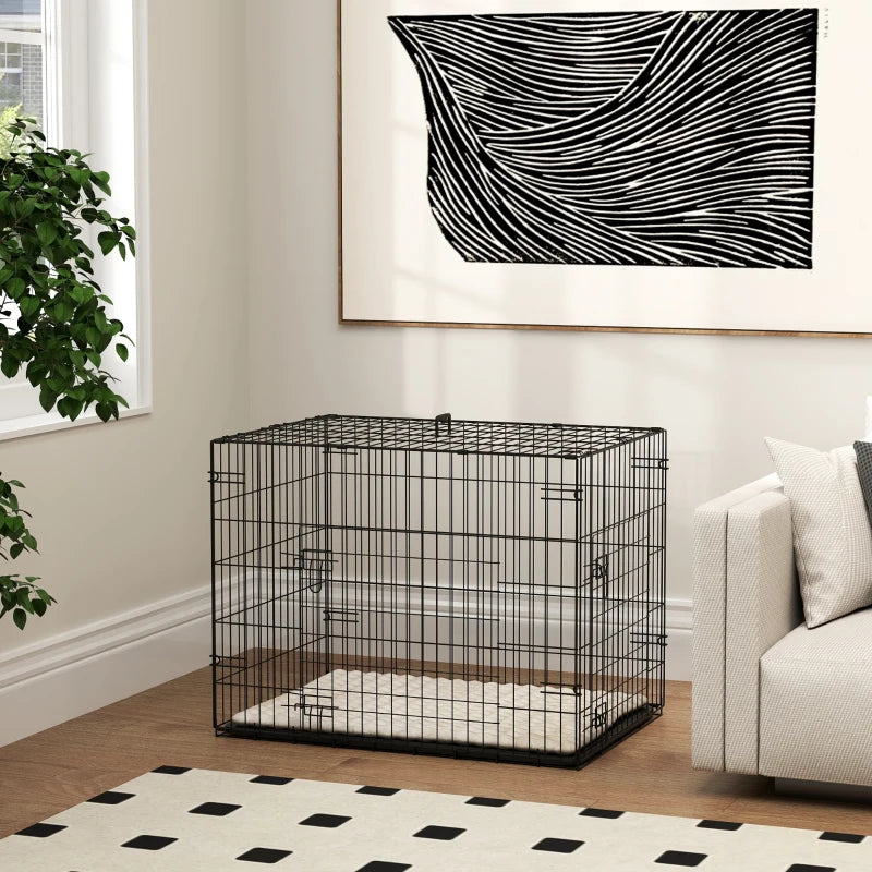 PawHut Hundekäfig faltbar - Hundebox mit 2 Türen - Hundetransportbox