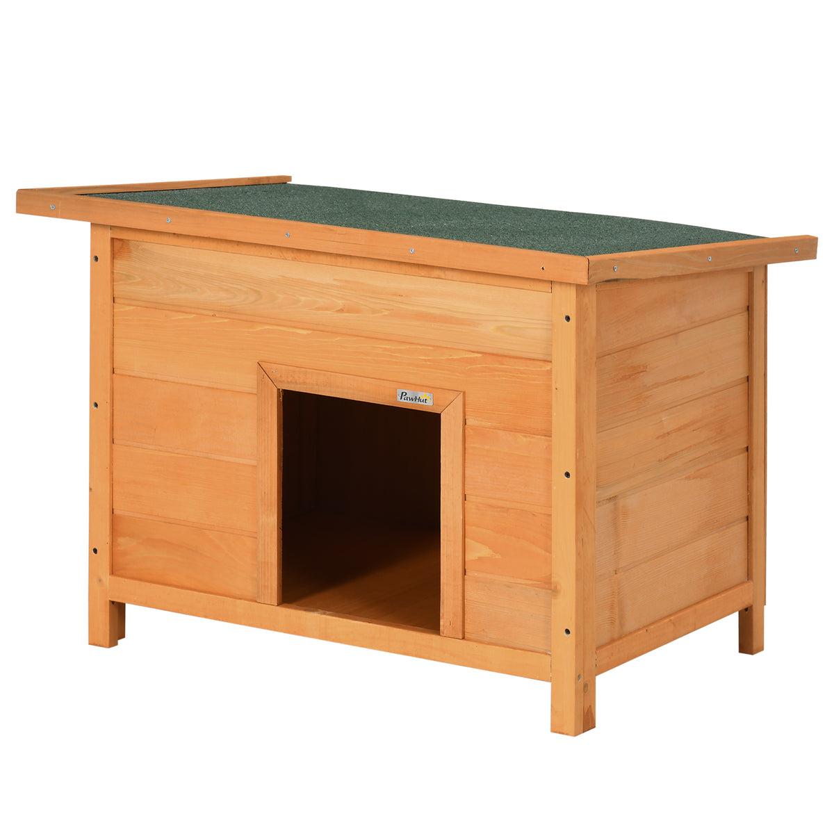 PawHut Hundehütte, Hundehaus aus Holz mit aufklappbarem Asphaltdach - wasserdicht