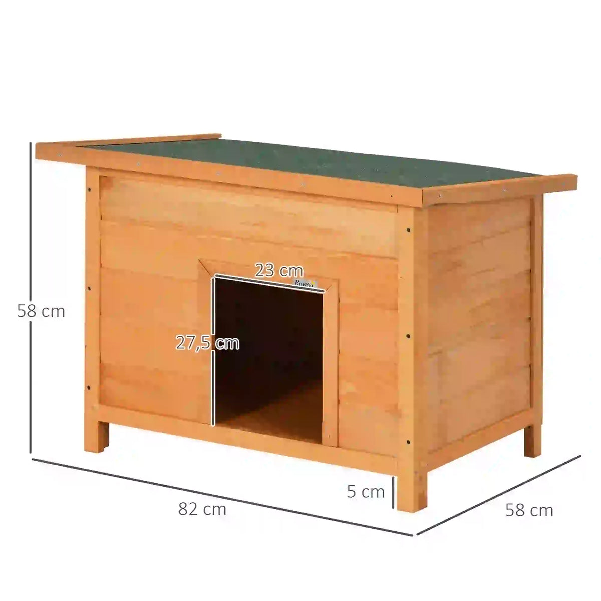 PawHut Hundehütte, Hundehaus aus Holz mit aufklappbarem Asphaltdach - wasserdicht
