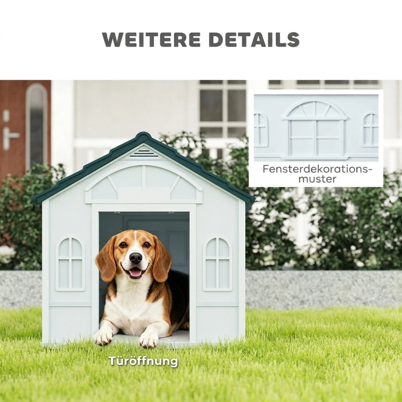 PawHut Hundehütte blau, wetterfest mit Satteldach – Kunststoff bis 20 kg