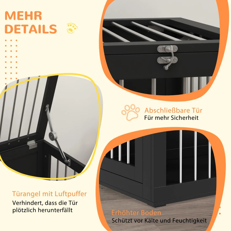 PawHut Hundebox mit Stahlgittern - moderner Hundekäfig verriegelbar in schwarz