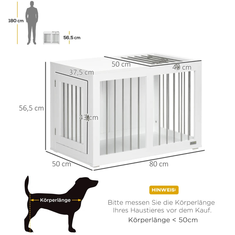 PawHut Hundebox mit Stahlgittern - moderner Hundekäfig verriegelbar in weiß