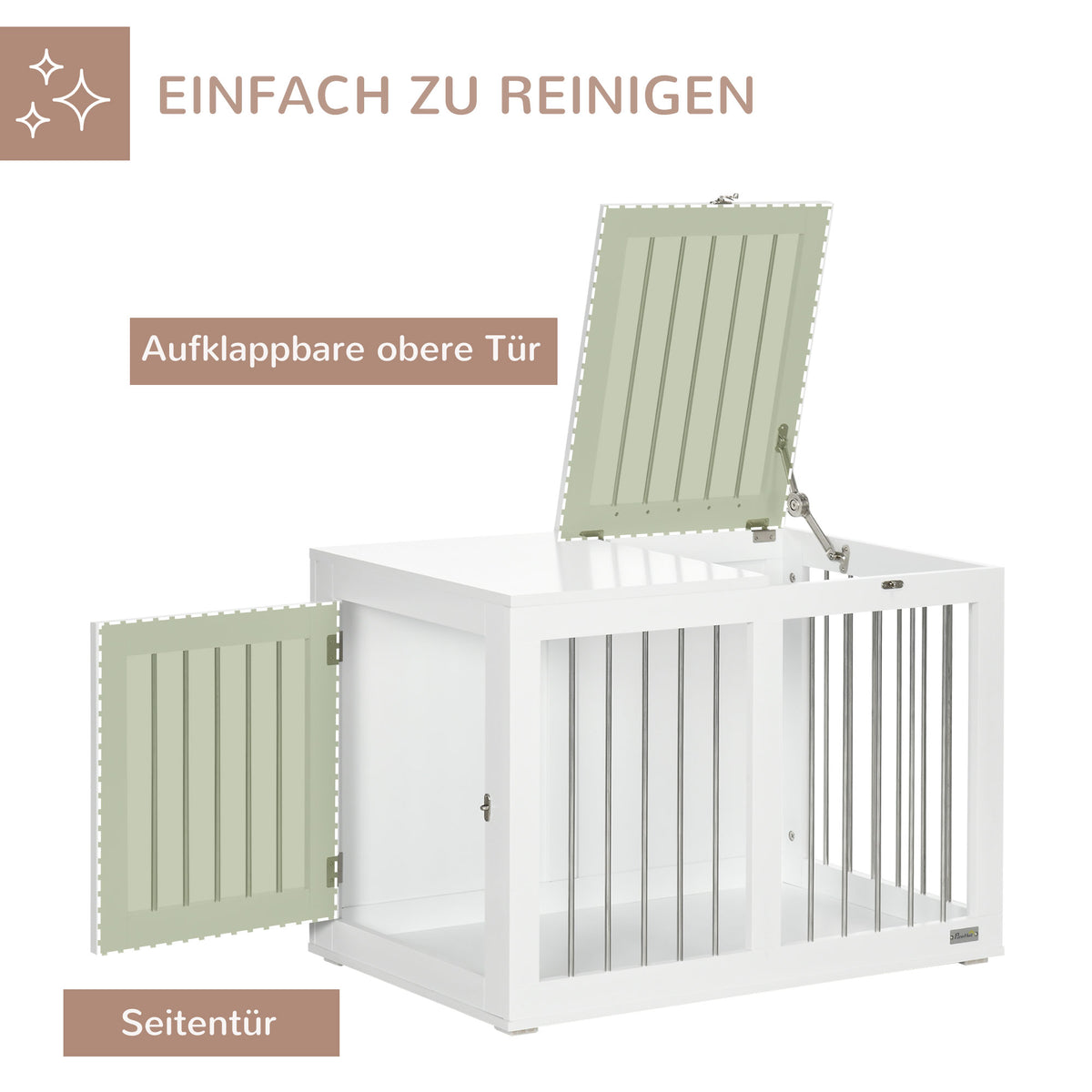 PawHut Hundebox mit Stahlgittern - moderner Hundekäfig verriegelbar in weiß