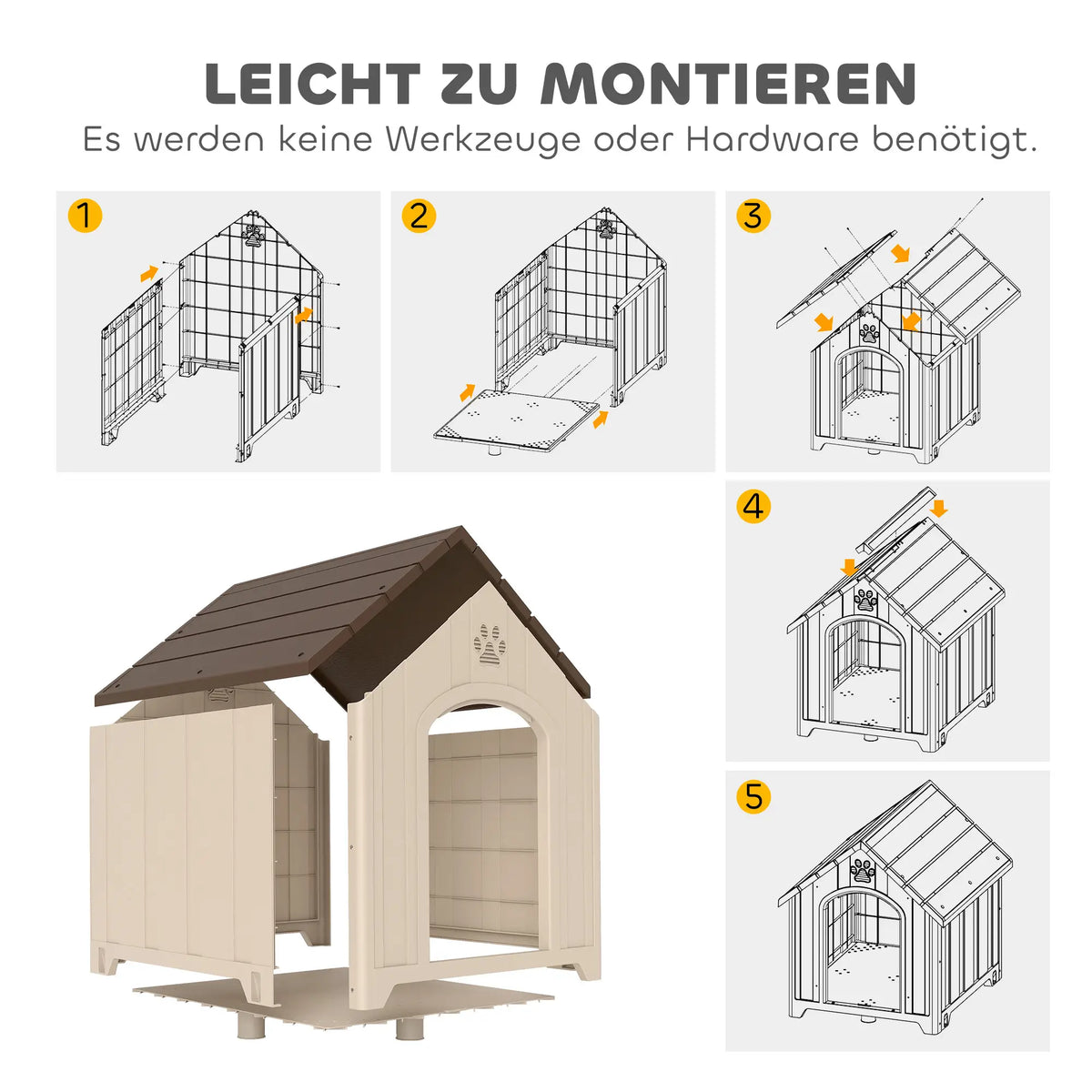 PawHut Hundehütte wetterfest 88 × 79 × 89 cm – Hundehaus bis 30 kg