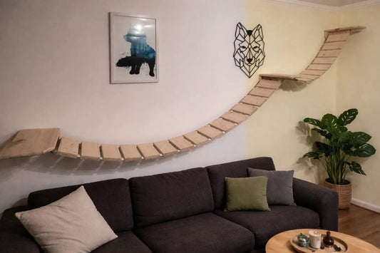 Wandpark natur – Kletterpark für Katzen 3 Podesten & 2 Hängebrücken