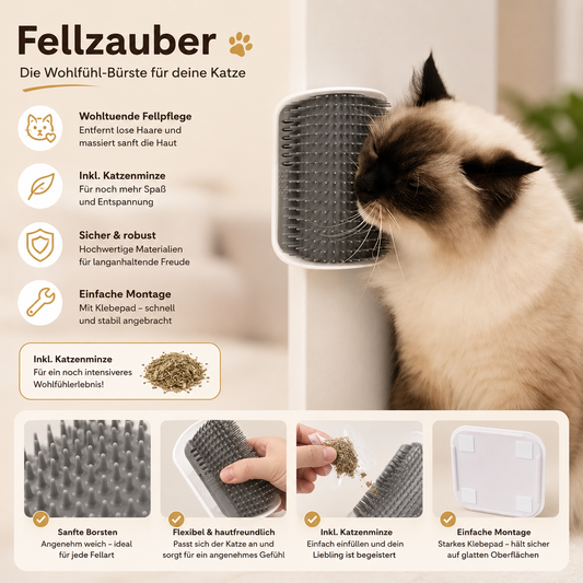 FELLZAUBER Katzenbürste – Selbstpflege für Katzen