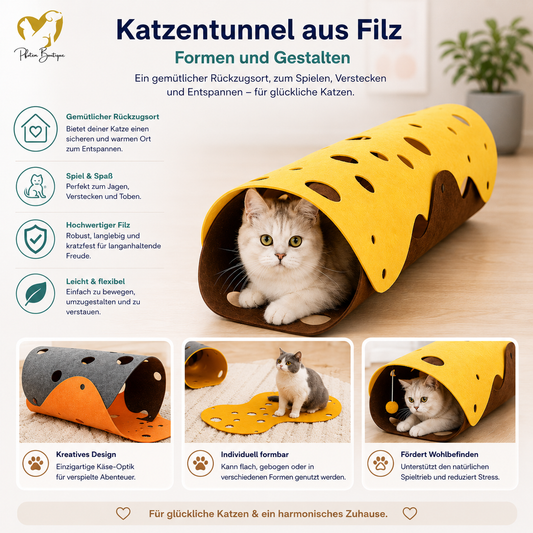 Katzentunnel aus Filz – variables Katzenspielzeug