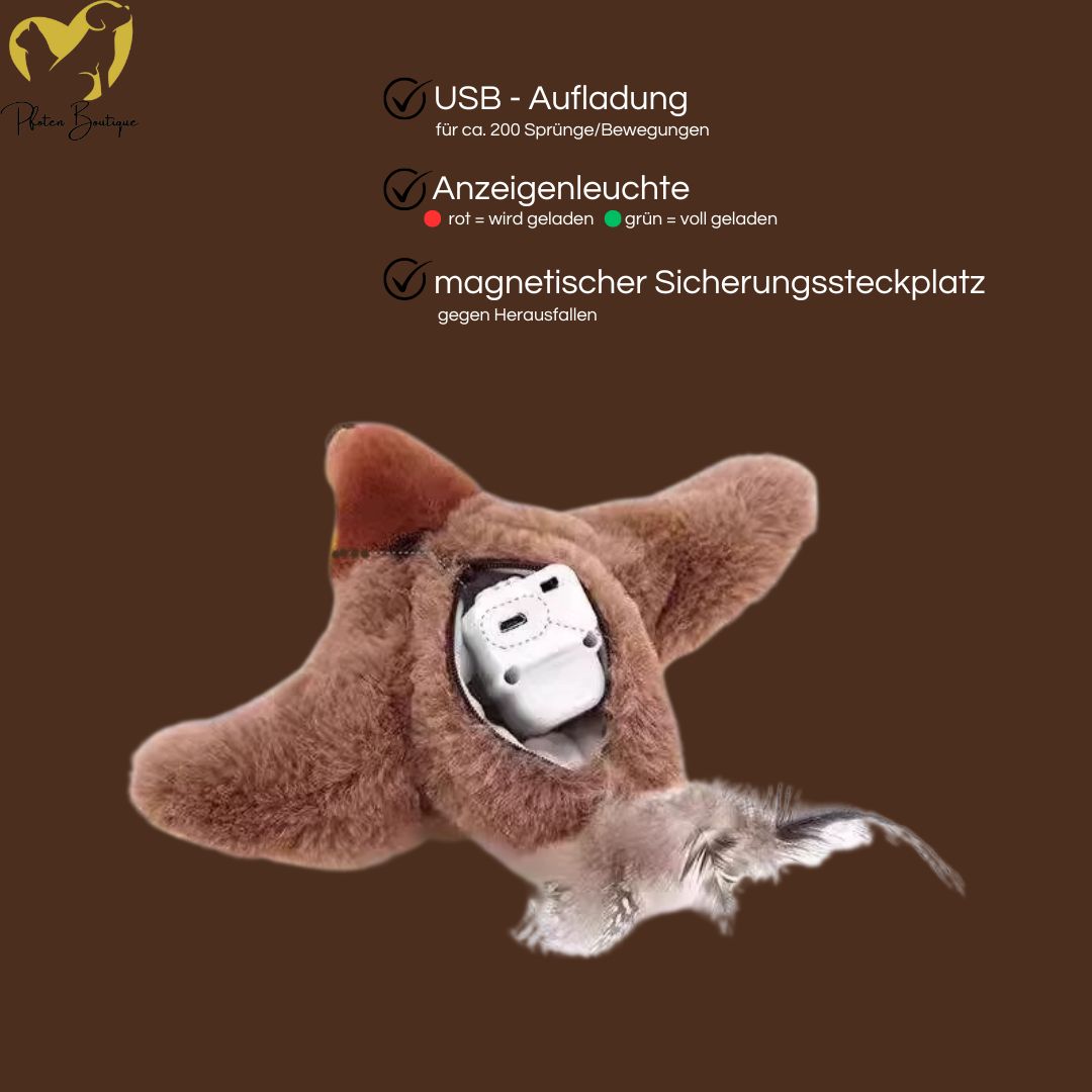 FLATTERNDER VOGEL - Katzenspielzeug mit Flügelschlägen interaktives Plüschtier