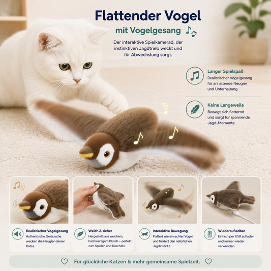 Flatternder Vogel – interaktives Katzenspielzeug