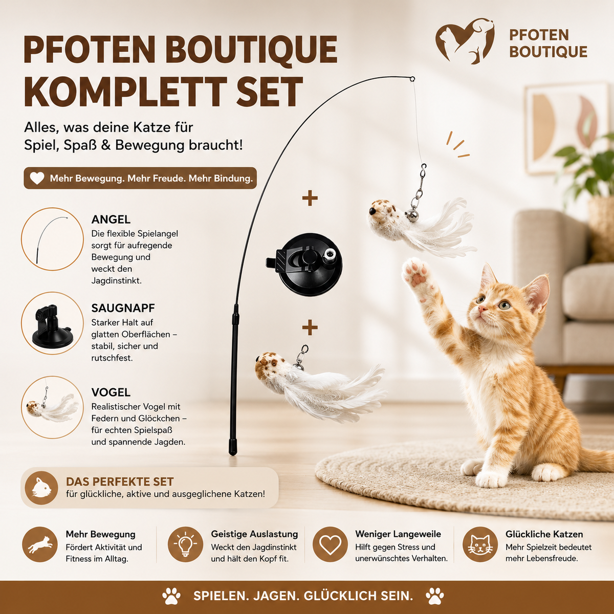 Katzenabenteuer – interaktives Katzenspielzeug mit Saugnapf