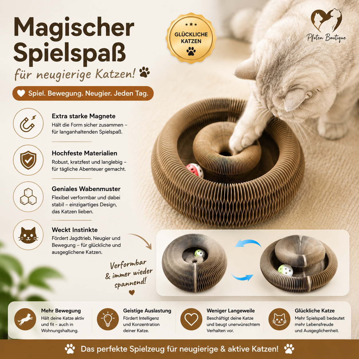 KATZEN GLÜCK Kratztunnel – Katzenspielzeug und Kratzfläche