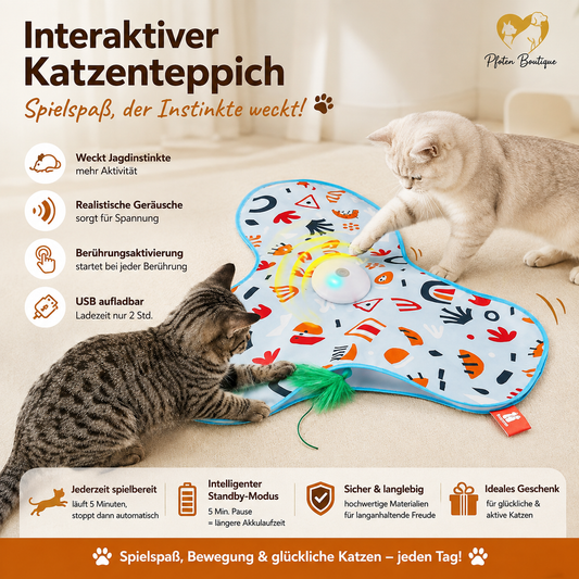 Katzenteppich – interaktives Katzenspielzeug mit Wedel
