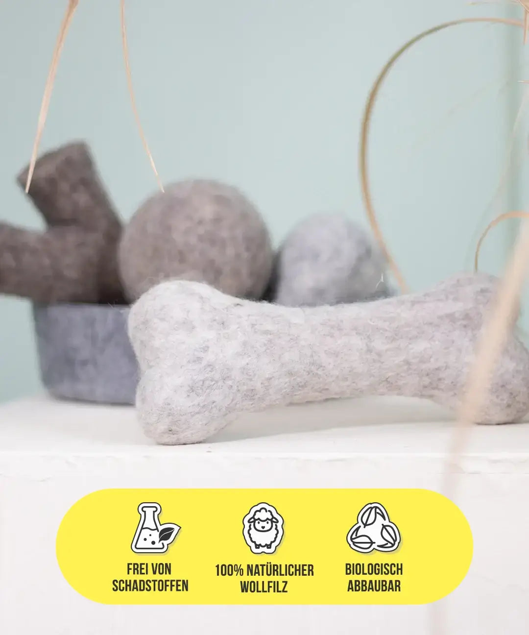 KNOCHEN BUDDY. Hundespielzeug aus Schafwolle - Knut der Hundeknochen für langen Spielspaß