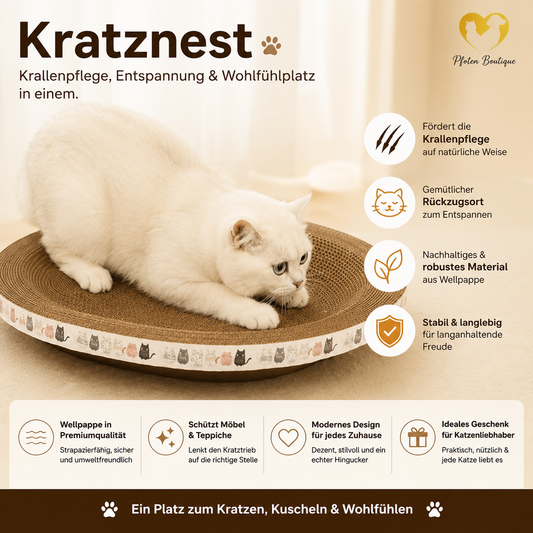 Kratznest für Katzen – Schlafplatz und Kratzspielzeug
