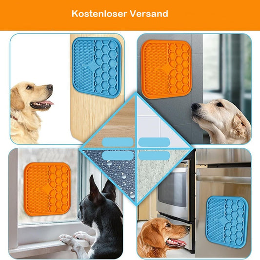 LECKMATTE - Antistress Spielmatte für Hunde mit hochwertigem Silikon, ideal für Stressabbau und Fütterungsgeschwindigkeit, 15x15 cm.