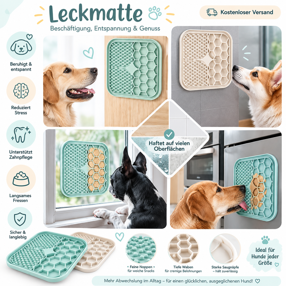 Leckmatte für Hunde – Beschäftigungsmatte aus Silikon