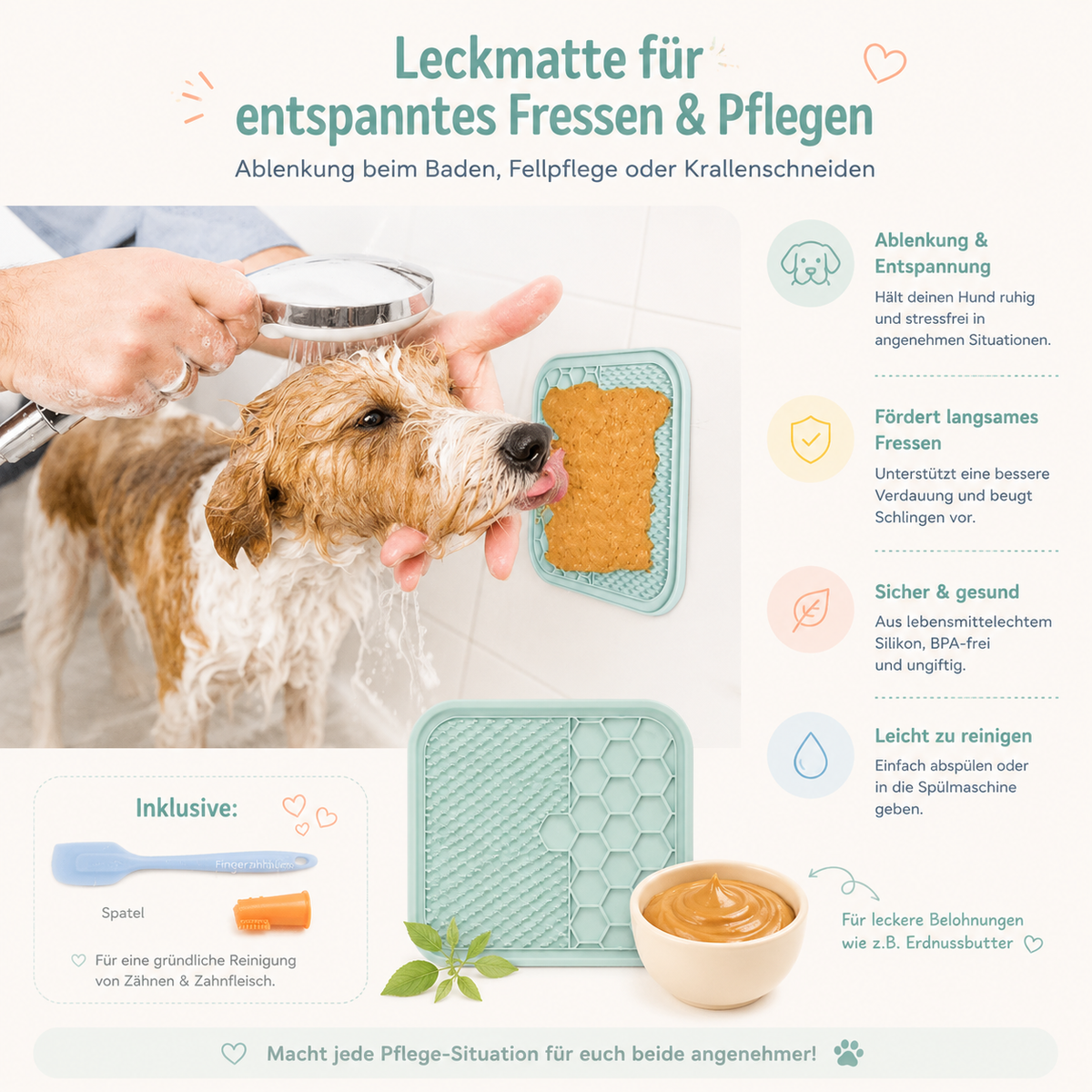 Leckmatte für Hunde – Beschäftigungsmatte aus Silikon