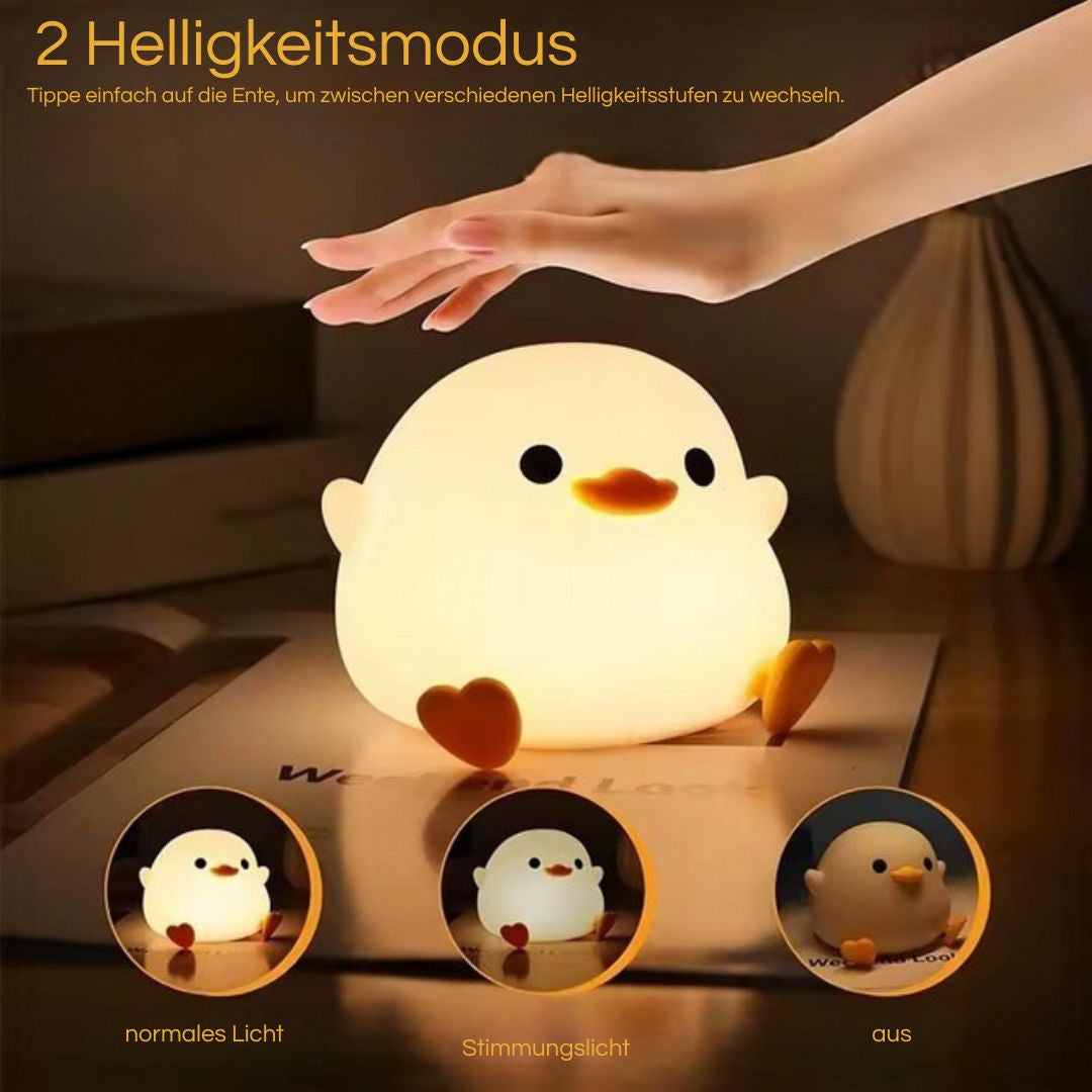 Nachtlicht Ente – Tragbares, kabelloses Dämmerlicht, ideal für eine gemütliche Atmosphäre im Kinderzimmer.