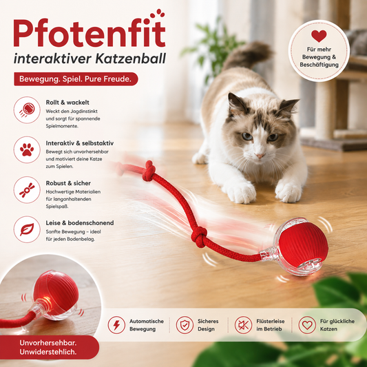 PFOTEN FIT Spielball – interaktiver Ball für Katzen