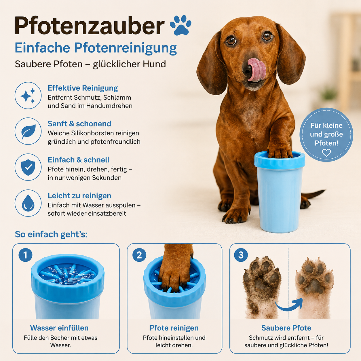 PFOTEN ZAUBER Pfotenreiniger für Hunde – schnelle Pfotenpflege