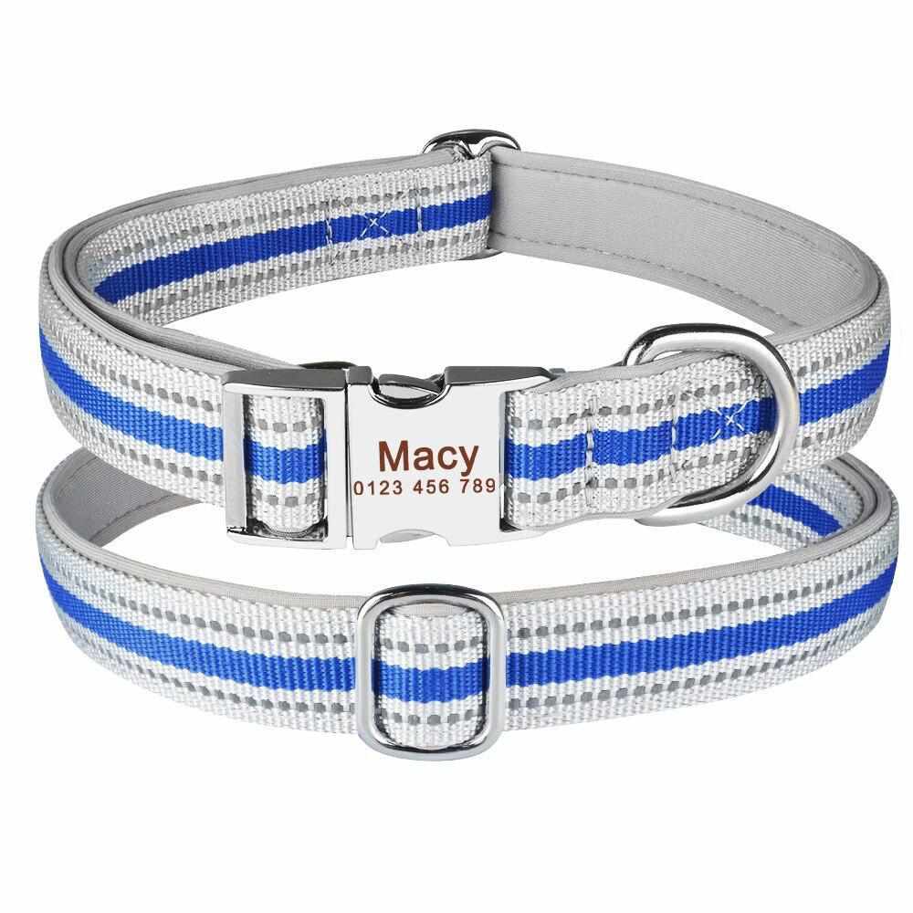 Stark reflektierendes Hundehalsband mit Gravur - personalisiert