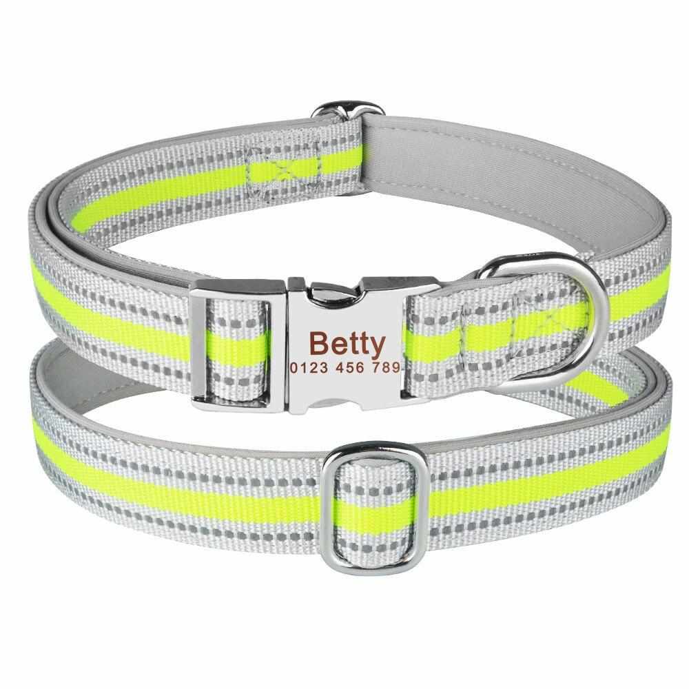 Stark reflektierendes Hundehalsband mit Gravur - personalisiert