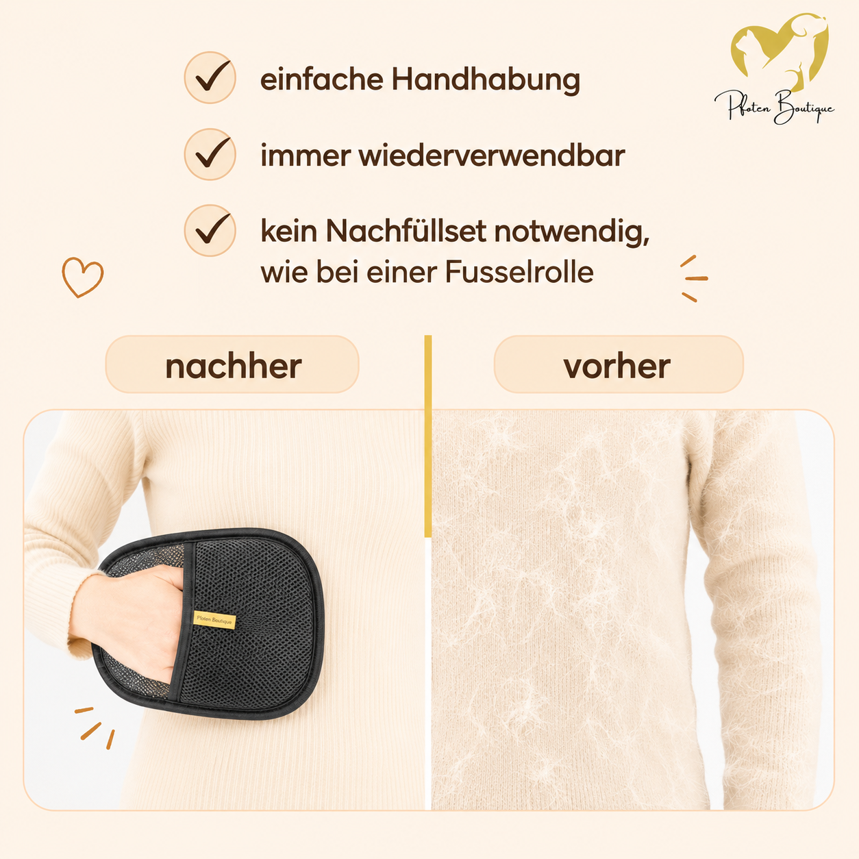HAARFREI Handschuh – Tierhaarentferner für Hund & Katze