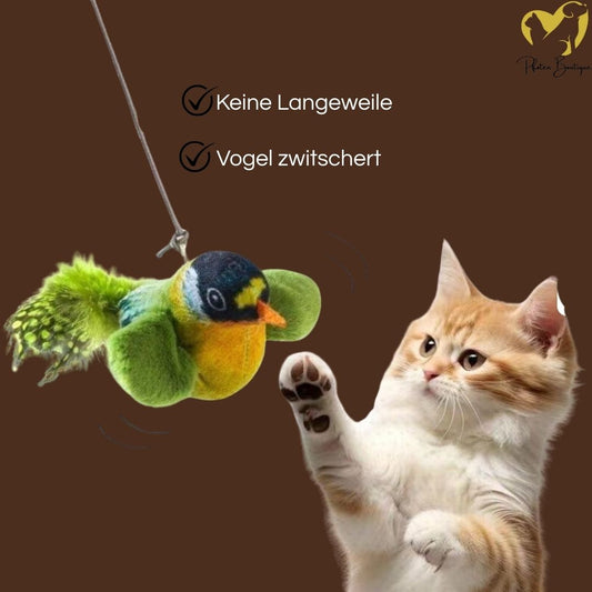 VOGELGESANG - Zwitschender Vogel Katzenspielzeug zum Aufhängen, ideal für Katzen auf der Jagd nach Bewegungsanreizen.