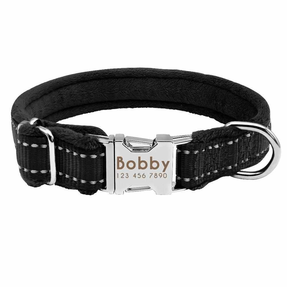 Weiches gepolstertes Hundehalsband mit GRATIS Gravur, reflektierend - personalisiert