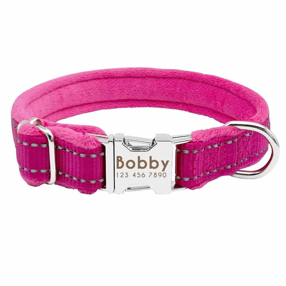 Weiches gepolstertes Hundehalsband mit GRATIS Gravur, reflektierend - personalisiert