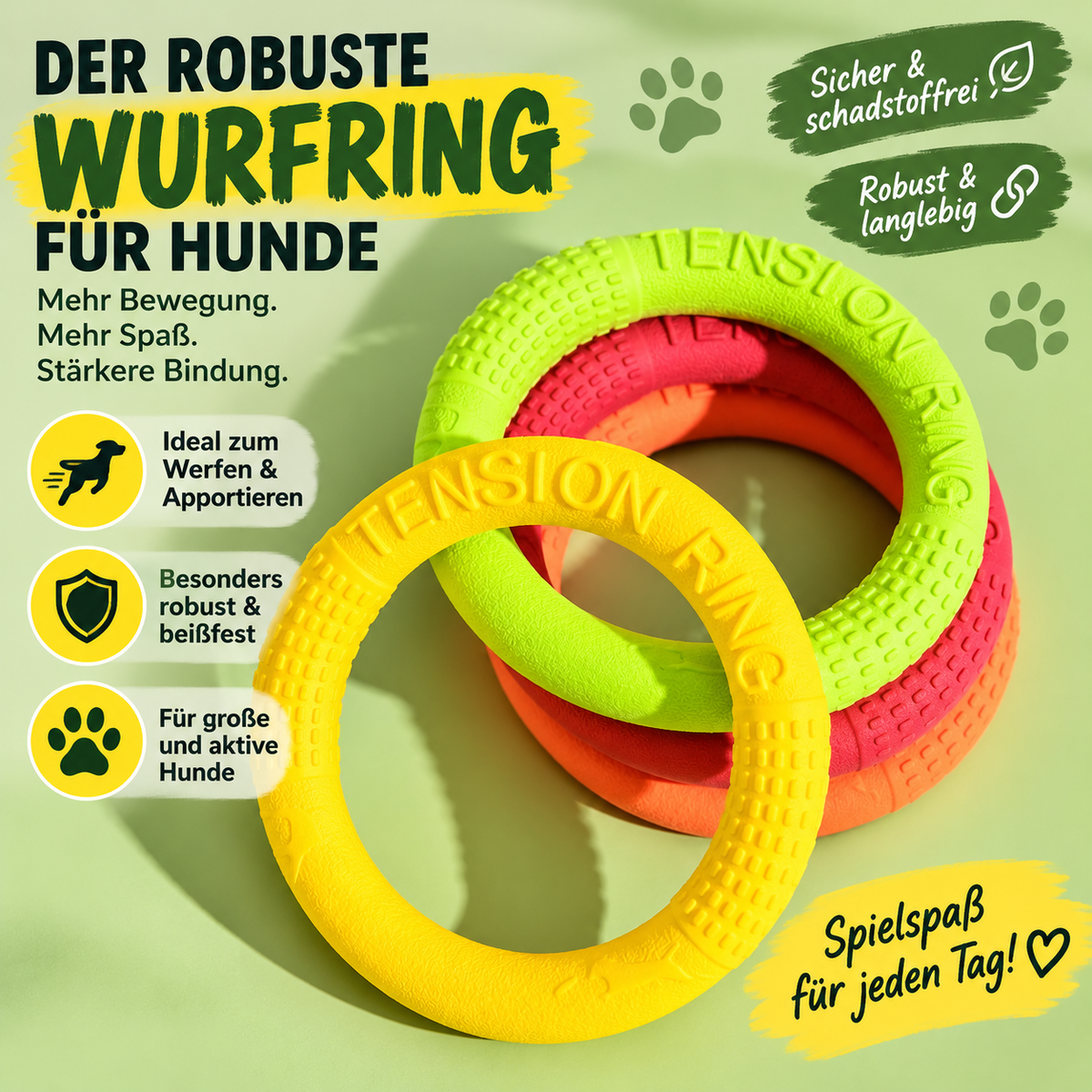 Wurfring – Robuster Apportierring für große Hunde zum Werfen & Kauen