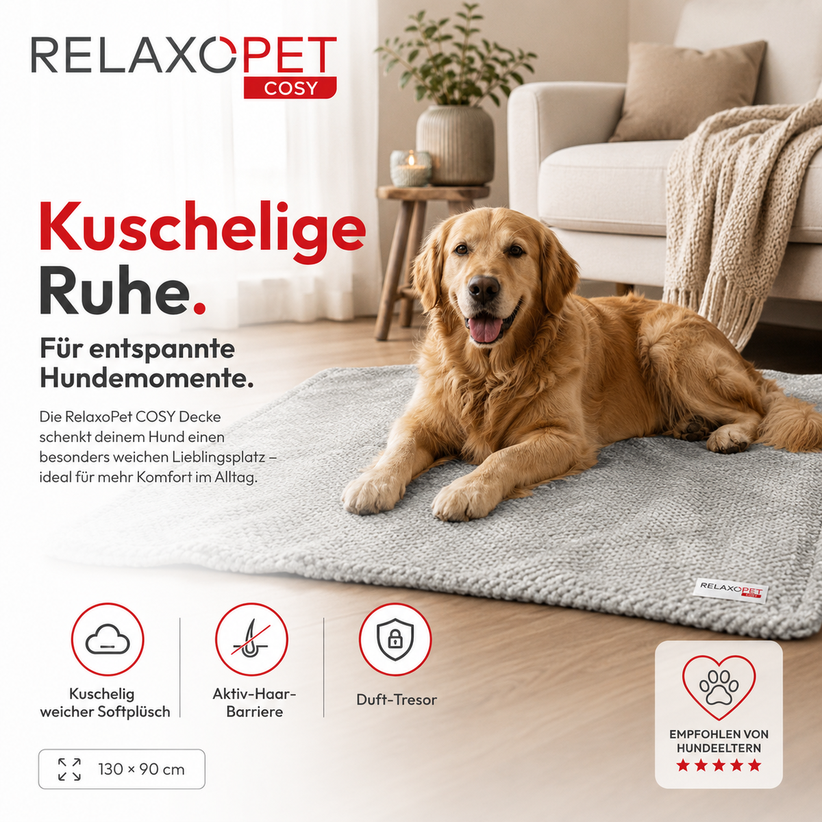 COSY Multi-Plaid XL Hundedecke - Kuscheldecke 130 x 90 cm