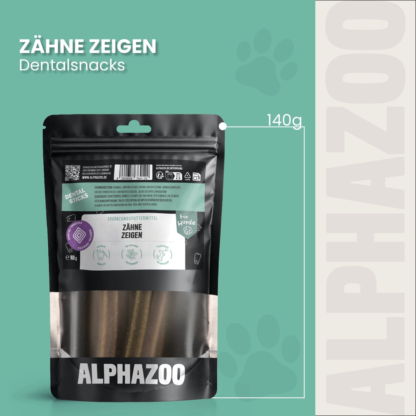 Zähne Zeigen Dentalstick - Zahnpflege Hund Kausnack gegen Zahnbelag & Mundgeruch