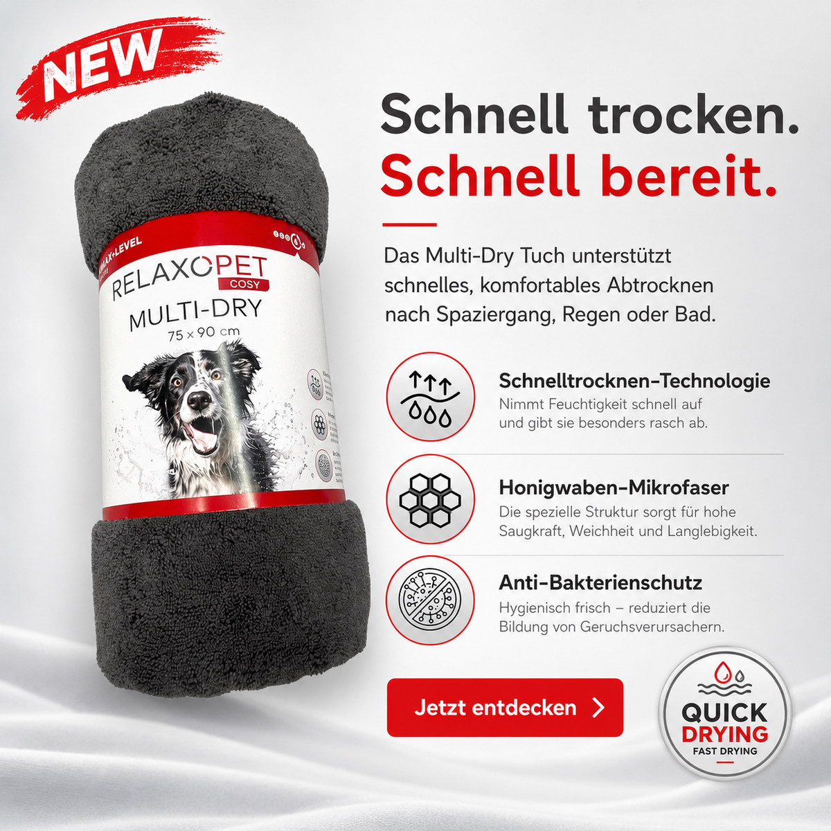 COSY Multi-Dry - Hundehandtuch aus Viskose 75 x 90 cm