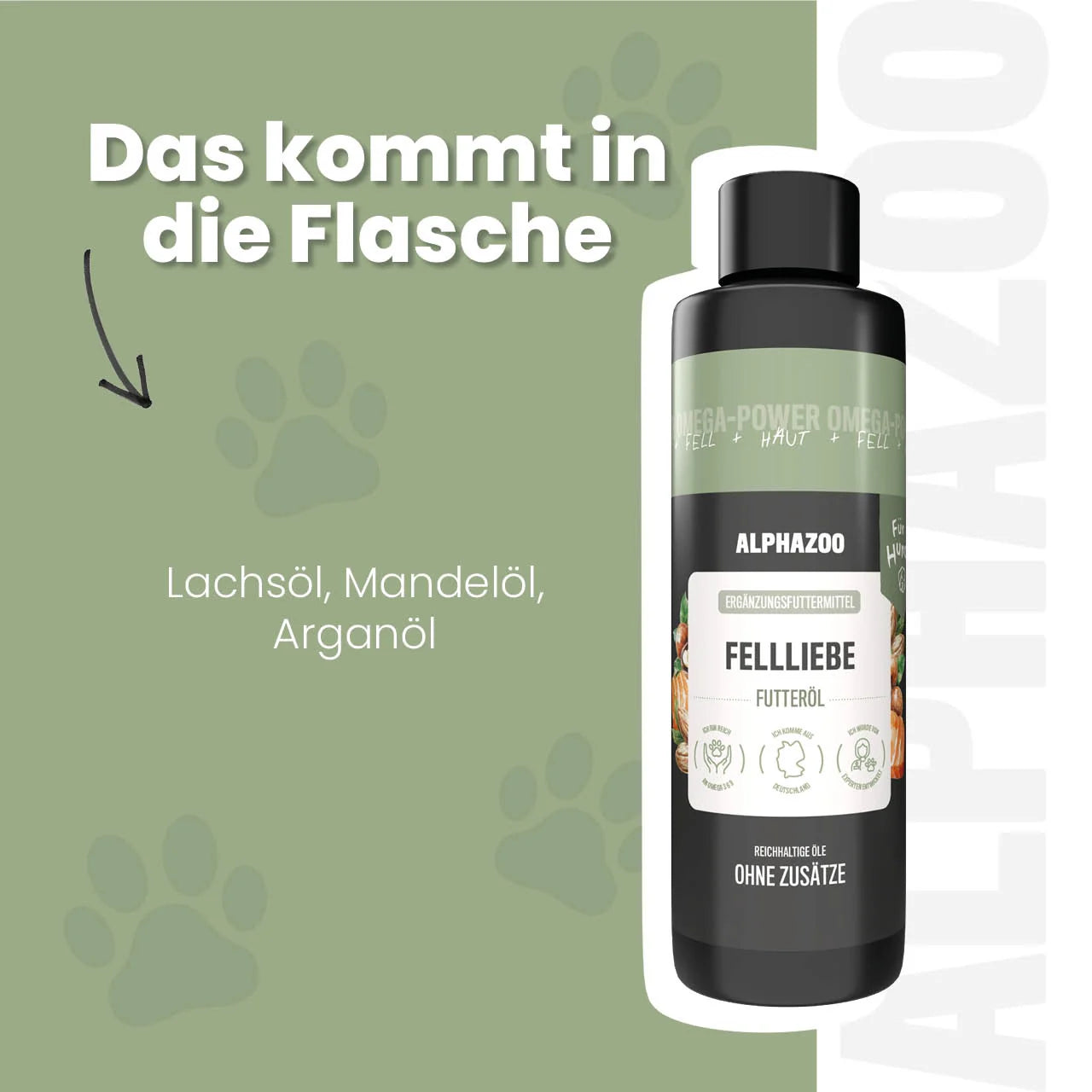 Fellliebe Futteröl für Hunde - Lachsöl mit Arganöl & Mandelöl für Haut und Fell