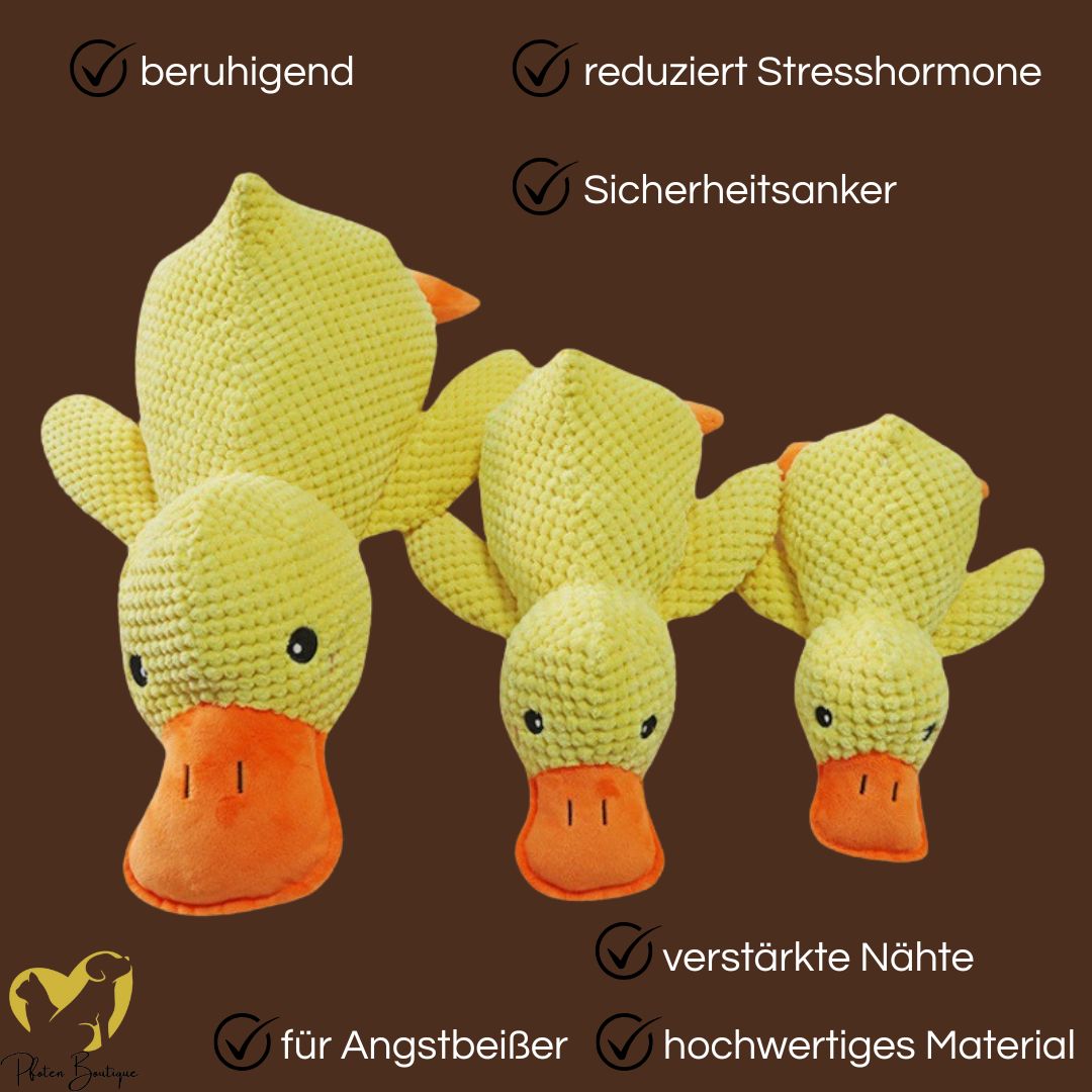 PLÜSCHENTE HUNDESPIELZEUG – Bissfest, langlebig, stressabbauend. Ideal für kleine und mittelgroße Hunde, die gerne mit ihr spielen und sich entspannen.