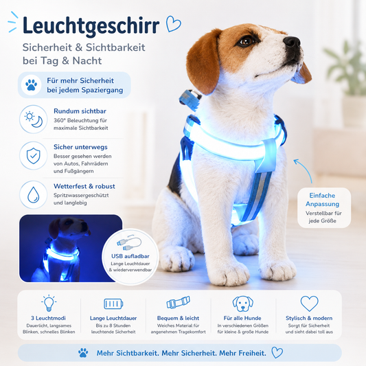 LED Hundegeschirr – USB-wiederaufladbares Leuchtgeschirr