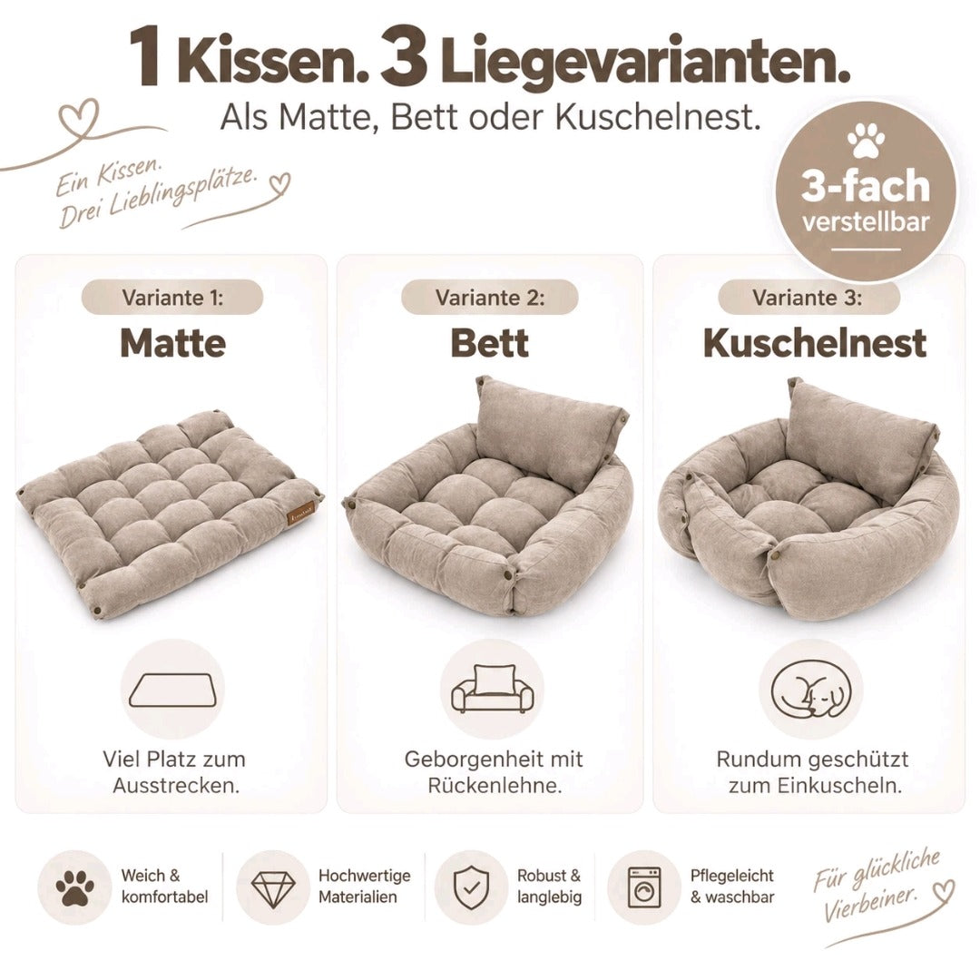 Leichte, waschbare 3in1 Hundematte - Hundekissen Hundebett