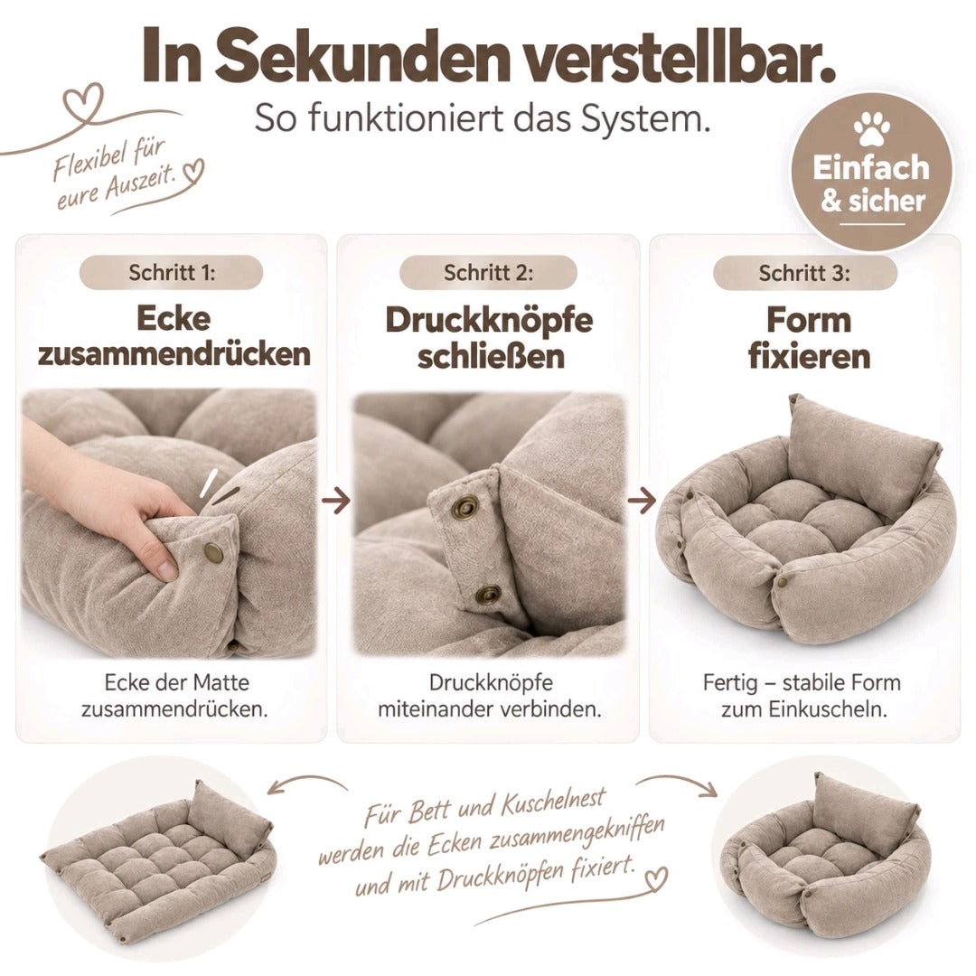 Leichte, waschbare 3in1 Hundematte - Hundekissen Hundebett