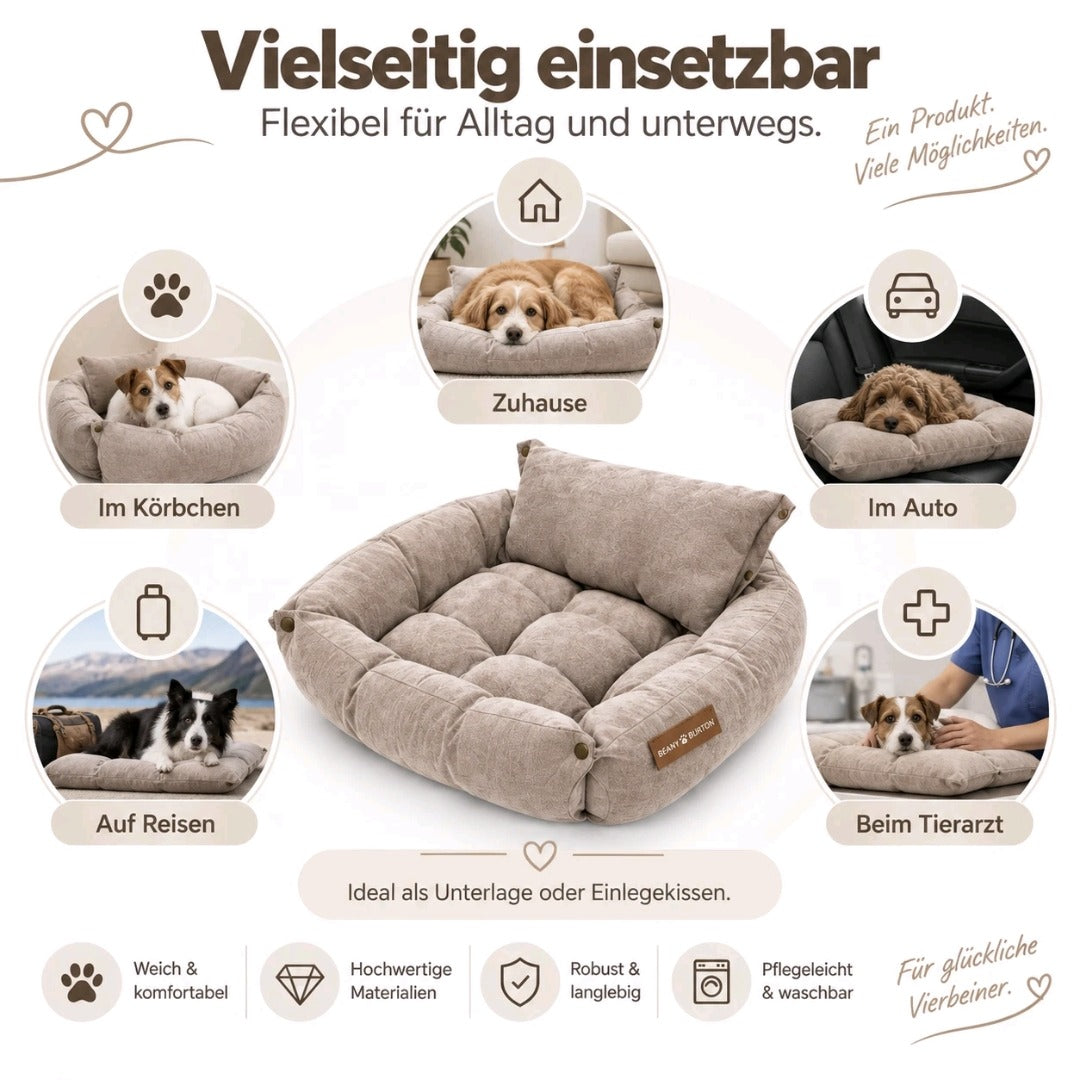Leichte, waschbare 3in1 Hundematte - Hundekissen Hundebett